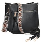 Vaschy Crossbody Bag Purse for Women,Fashion Vegan Leather Shoulder Bag Hobo Handbag Purse with Guitar Strap Black