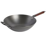 Babish Carbon Steel Flat Bottom Wok and Stir Fry Pan, 14-Inch