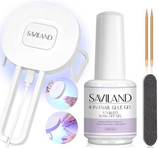 SAVILAND U V Nail Glue with Lamp Kit, 0.5 Oz. U V Gel Glue 4-in-1 for Nail Tips, Press on Nails and U V Lamp for Nails Fast Curing Strong Glues for Gel Extension DIY Manicure Art