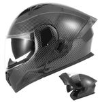 TTMiku Modular Motorcycle Helmet Full Face Flip Up Dual Visor for Adult DOT Approved - ATV UTV Adventure Street Bike Scooter Cruiser Snowmobile Moto Casque, Carbon Fiber, L