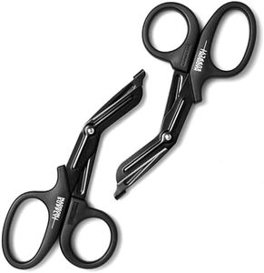 Madison Supply Lefthand Scissors 2 Pack - Black Stainless Steel with Teflon Surface, PP Handler on-Stick Coated Blades Medical Scissors - Durable Fluoride-Coated Trauma Shears - Black