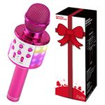 Fede Karaoke Microphone, Wireless Bluetooth Microphone for Kids Singing, Karaoke Mic Speaker Machine with LED Lights, Gifts Toys for 3 4 5 6 7 8 9 10 11 12 Year Old Girls and Boys