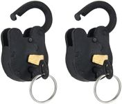 A29 Vintage Padlocks with Key, Set of 2, Functional 3 Inch Antique Padlocks for Outdoor and Indoor Use, Antique Handmade Cast Iron Pad Lock and Keys, Decorative Padlock for Security, Black Finish