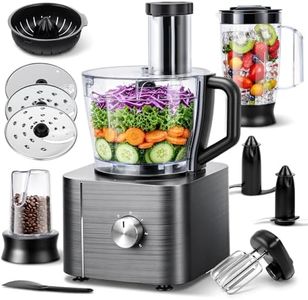 TopStrong Food Processor, 11-in-1 Food processor and Blender with Chopping Blending Kneading Grinding Whisking Juicing, 3 Speeds Plus Pulse, 3.2 L Bowl and 1.5L Jug Blender, Grey, 1100W