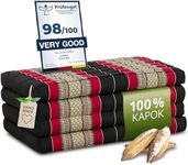 livasia Sustainable kapok mattress, Guest mattress, Folding mattress for van, Ecological yoga mat, Folding guest bed, Sun lounger for garden & balcony, 79x31x3.1″ (Black/Red)