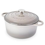 Cast Iron Pot with Lid – Non-Stick Ovenproof Enamelled Casserole Pot, Oven Safe up to 500° F – Sturdy Dutch Oven Cookware – Grey, 5-Quart, 24cm – by Nuovva