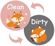 MORCART Clean Dirty Dishwasher Magnet Sign, Strong Double-Sided Magnet Flip for All Kitchen Dish Washers, Bonus Magnetic Metal Plate, Cute Decor & Lovely Gift (Fox)