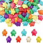 115Pcs Turtle Beads Charms Synthetic Stone Beads Charms Bulk Sea Theme Ocean Animal Carved Loose Spacer Summer Beads for Jewelry Making DIY Bracelet Necklace Earrings