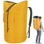 College Dorm Laundry Bag Extra Large, 115L Laundry Backpack for College, Heavy Duty Laundry Bag for Camp, Yellow Backpack Laundry Bag, Dirty Clothes Bag for Dorm, Trips, Laundromat, Apartment