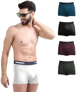 Freecultr Men's Underwear Anti Bacterial Micromodal Airsoft Trunk - Non Itch No Chaffing Sweat Proof - Cloud White,Midnight Blue,Pot Black,Seaweed Green,Sangria Wine Size XL Pack 5