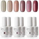 Gellen Gel Polish Colors Kit - Popular Nude Colors Collection Autumn Fall Nail Colors, Pack of 6 Colors 8ml Each Nail Gel Set