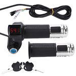 Electric Throttle Regulator Handlebar with LED Display and Power Key Lock for Scooter Bicycle MTB (Colour: Silver)