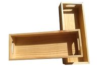 Wooden Serving Tray/Tray (Set of 2) Tray Set White Wood Pine Wood for Serving and Storing Rectangular (12x4in