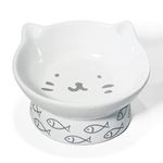 Kaiikai’s Elevated Cat Bowls and Dog Food Bowls 13 oz Ceramic Water Dog Bowls Medium and Small Sized Dog 5 Inch Tilted Cat Water Bowl Raised Cat Food Bowls Dog and Cat Supplies Small Cat Face Bowl