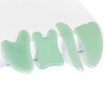 Guasha Massage Tool,Natural Jade Gua Sha Board, 4PCS Guasha Stone Scraping Massage Sets for SPA Acupuncture Physical Therapy Muscle Knots Facial Caring Point Treatment Tissue Lymphatic Drainage