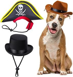 Aichiyu Pet Dog Hat Cowboy Hat Pirate Hat Formal Tuxedo Top Hat Witch Hat Halloween Costume Cap for Dog Cat (A)