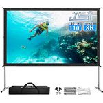 Projector Screen with Stand, 110" 4K HD Outdoor/Indoor Portable Projector Screen 16:10 Foldable Movie Projection Screen with Carry Bag for Home Theater Camping Gaming Backyard Movie