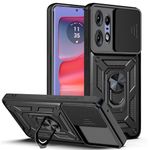 AESTMO PC Tough Armor Motorola Moto Edge 50 Pro 5G Bumper Back Case Cover|Ring Holder&Sliding Camera Shield Cover|360 Degree Protection Back Case Cover For Motorola Moto Edge 50 Pro 5G(Black)