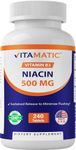 Vitamatic Niacin (Vitamin B3) 500mg, Sustained Release, 240 Tablets - Non-GMO & Gluten Free