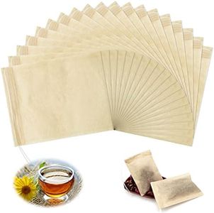 300 Pieces Tea Filter Bags Disposable Empty Tea Bags with Drawstring Seal Coffee and Loose Leaf Tea Bags Brown Natural Unbleached Tea Bags