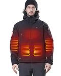 DEWBU Heated Jacket with 12V Battery Pack Winter Outdoor Soft Shell Electric Heating Coat, Men's Black, M