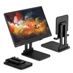 PEPPER JOBS Tablet Stand, Portable Monitor Stand 6.69 * 4.72" Wide, Dual Tube Foldable & Adjustable, iPad Stand Compatible with iPad Pro 11, 12.9, iPad Mini, Up to 15.6" Portable Monitor (Black)