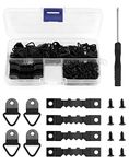 QWORK® 251 Pcs Picture Hanging Kit, 50 x Sawtooth Picture Hanger and 50 x D Ring Picture Hanger with 150 Screws and 1 x Screwdriver for Picture Photo Frame Hanging (Black)