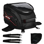 Allextreme EXFTB07 Magnetic Bike Fuel Tank Bag with Night Reflectors & Rain Cover Multi Storage Pocket Universal Fit Accessory for All Motorcycles (Pack of 1, Nylon-Black)