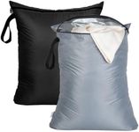 OTraki 2PCS Large Wet Bag 20x24 inch Waterproof Bag for Swimsuit Reusable Wet Dry Bag With Portable Handle & Zipper Wet Clothes Storage Gym Bag for Travel Gym Beach Pool Black & Grey
