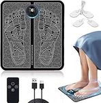 EMS Foot Massager,Foldable Electronic Feet and Calves Massager with 8 Modes 19 Intensities,USB Rechargeable Muscle Stimulatior Massage Mat with Remote Control & Electrode Patch for Feet and Legs