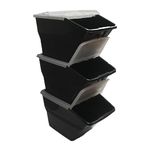 WTM BBCL- Three Pack of Stackable Bins with Hinged Lids 24 Quart Size (pack of 3)