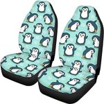 Showudesigns Penguin Baja Serape Car Seat Covers Front Seats Only Full Set of 2 - High Back Bucket Seat Cover for Car for Women Aqua Animal Design