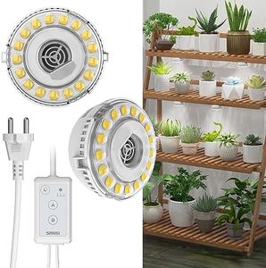 SANSI LED Plant Lamp, 10 W (Equivalent to 150 Watt), Full Spectrum 2 Head Lamp for Indoor Plants, Hanging Plant Lights with Time Switch for Indoor Plant Shelf, Greenhouse, Hydroponics