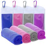 4 Packs Cooling Towel (40"x12"),Ice Towel,Soft Breathable Instant Towel,Microfiber Cool Towel for Yoga,Golf,Sport,Gym,Workout,Camping,Fitness,Outdoor &More Activities (Dark blue/rose red/grey/purple)