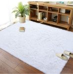 Naseeb Carpets Anthens Shag Collection Non - Shedding Soft Woll for Living Room Bedroom Dinning Room Enteryway Plush 2 -Inch Thick Area Rugs 2x6 feet, Color Pure White