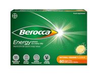 Berocca Energy Effervescent Tablets including B vitamins, Magnesium & Zinc - Vitamin C - Support energy release & immune system* - 60 Tablets - Orange Flavour