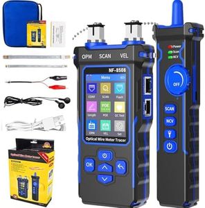 NF-8508 Network Cable Tester with Optical Power Meter POE/NCV/RJ11 RJ45/CAT5 CAT6 Cable Toner Ethernet Tester,Length Measurement,Fiber Find Fault Test Phone Line Tracer