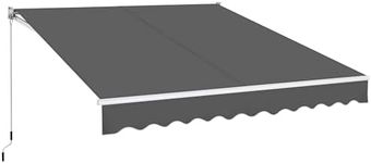 Yaheetech 3 x 2.5m Retractable Manual Awning, Garden Outdoor Canopy Awning Sun Shade Shelter with Fittings and Hand Crank Anti-UV and Waterproof for Patio/Yard/Balcony, 280g/m² Polyester, Dark Grey