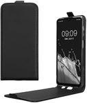 kwmobile Vertical Flip Case Compatible with Samsung Galaxy A12 - Case PU Leather Protective Flip Cover with Magnet - Black