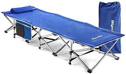 Alpcour Folding Camping Cot – Extra Strong Single Person Small-Collapsing Bed in a Bag w/Pillow for Indoor & Outdoor Use – Deluxe Comfortable Extra Heavy Duty Design Holds Adults & Kids Up to 440 Lbs