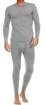 Ekouaer Mens Thermal Underwear Set WinterThermal Base Layer Bottom Fleece Lined Ultra Soft Warm for Workout Skiing, Grey, L