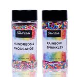 The Select Aisle Cake Décor Combo of Rainbow Sprinkles(85g) and Sugar Balls (100g) 185g [Cake Decorations Kit/ Bundle/ Combo| Cake Toppers| Multicolour Hundreds and Thousands/ Sprinkles/ Vermicelli/ Strands | Baking Decor ]