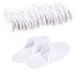 24 Pairs Disposable Spa Slippers Velvet Closed Toe Slippers for Hotel, Home, Guest Use, Fits up to US Men Size 9 and Women Size 10, White