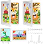 SelfTek Kids Artwork Display Frame, 2 Pack Kids Art Frames Front Opening A4 Wooden Storage Picture Frame with Stand for 150+ Pictures Childrens Artwork Display, White