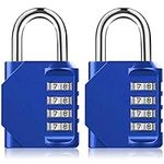 Combination Padlock Heavy Duty Lock - BeskooHome [ 2 Pack] Waterproof 4-Digit Combination Lock for School, Gym, Outdoor Shed Locker - [Blue]