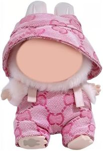 17cm Doll for Labubu Clothes with 2 Outfits - Stylish Fisherman Hat & Overalls Set for 17cm Dolls, Adorable Labubu Accessories for Play & Display (Style-D)