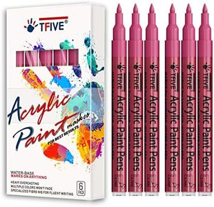 Pink Marker Paint Pens - 6 Pack Acrylic Pink Permanent Marker, 0.7mm Extra Fine Tip Paint Pen for Art Projects, Drawing, Rock Painting, Stone, Ceramic, Glass, Wood, Plastic, Metal, Canvas DIY Crafts
