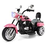 DORTALA Kids Motorcycle, 6 V Battery Powered Ride-On Chopper Motorcycle Trike with Horn, Headlights, Forward/Reverse Switch, 3 Wheels Electric Motorcycle for Kids, Gift for Boys Girls (Pink)