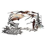 CREATCABIN Metal Wall Art Garden Fish Wall Hanging Decoration Animal Fishing Mountains Trees Rivers Human Crafts Art Ornament Silhouettes Home For Indoor Outdoor Garden Fence Decor 12 x 8inch