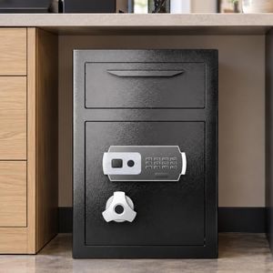 2.8 CUB Drop Safe for Business, Electronic Safe Box with Digital Combination and Anti-Fishing, Depository Safes with Fireproof Waterproof Document Bag, Security Safe for Slips Expense Office Home